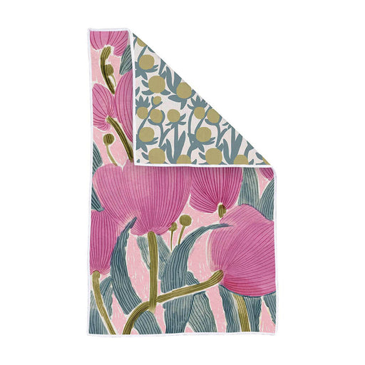 Tulip Blooms blu Kitchen Tea Towel
