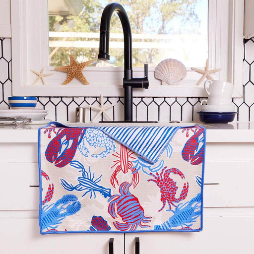 Sandy Claws blu Kitchen Tea Towel