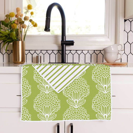 Hydrangea Green blu Kitchen Tea Towel