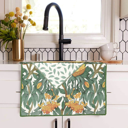 Icelandic Poppies Gold blu Kitchen Tea Towel