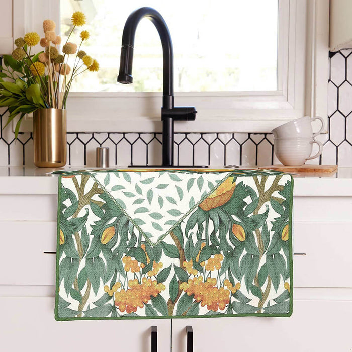 Icelandic Poppies Gold blu Kitchen Tea Towel