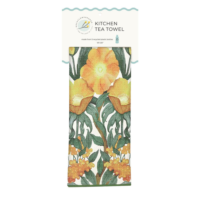 Icelandic Poppies Gold Eco Kitchen Tea Towel
