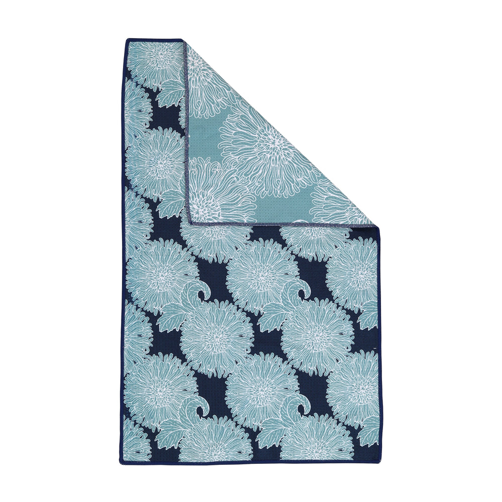 Chrysanthemum Flower blu Kitchen Tea Towel