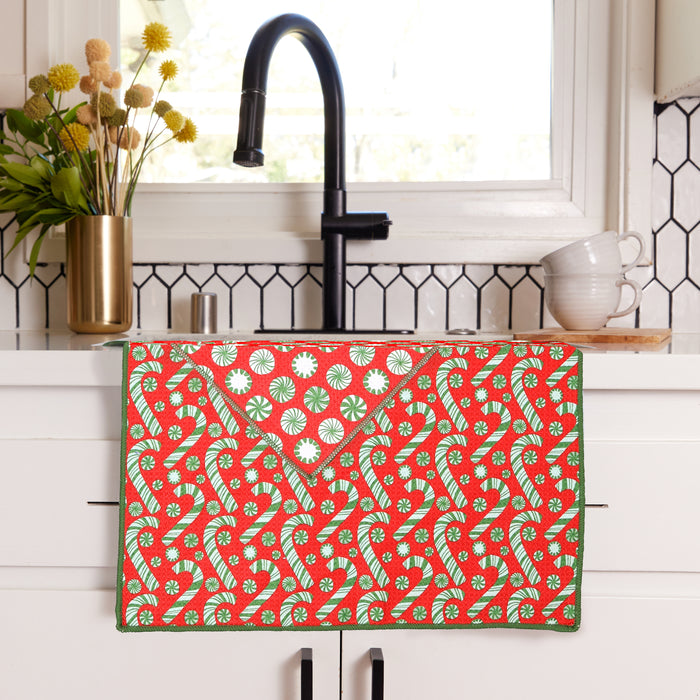 Candy Cane Eco Kitchen Tea Towel
