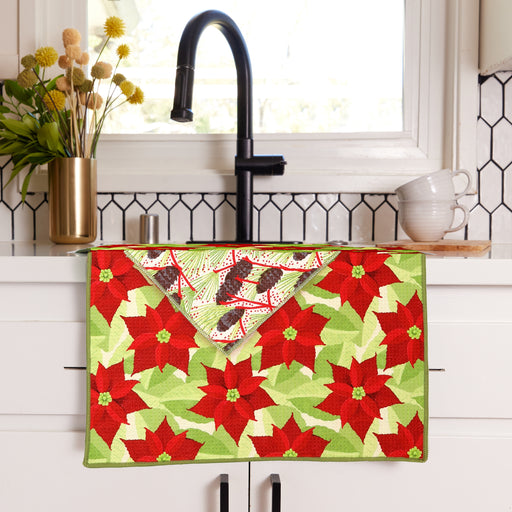 Poinsettia Eco Kitchen Tea Towel