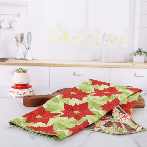Poinsettia blu Eco Kitchen Tea Towel