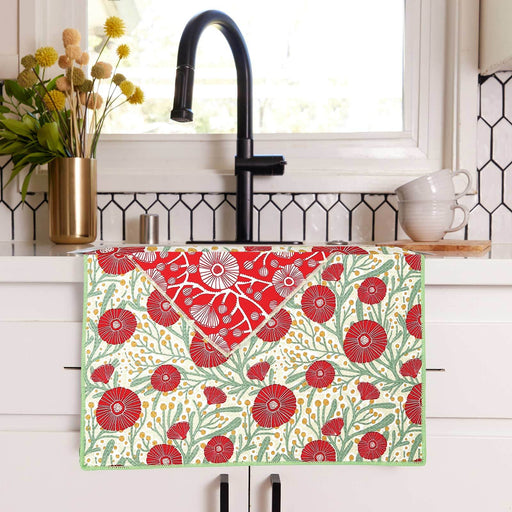 Camellia Bouquet blu Kitchen Tea Towel