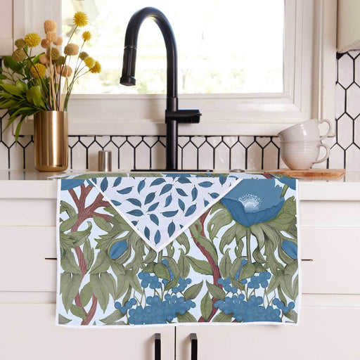 Icelandic Poppies Blue blu Kitchen Tea Towel
