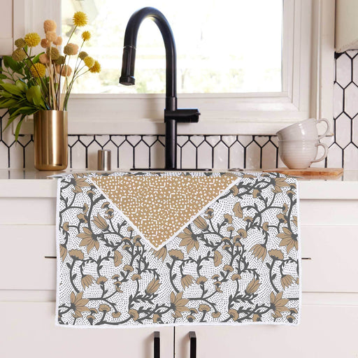 Fleur Tan blu Kitchen Tea Towel