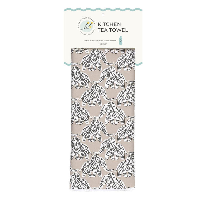 Elephants Tan Eco Kitchen Tea Towel