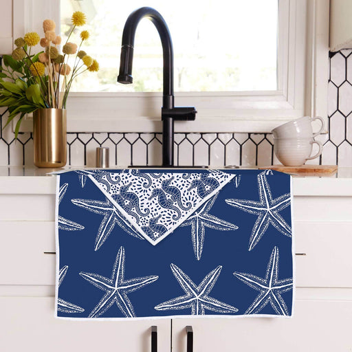 Starfish Navy blu Kitchen Tea Towel