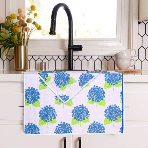 Hydrangea White blu Kitchen Tea Towel