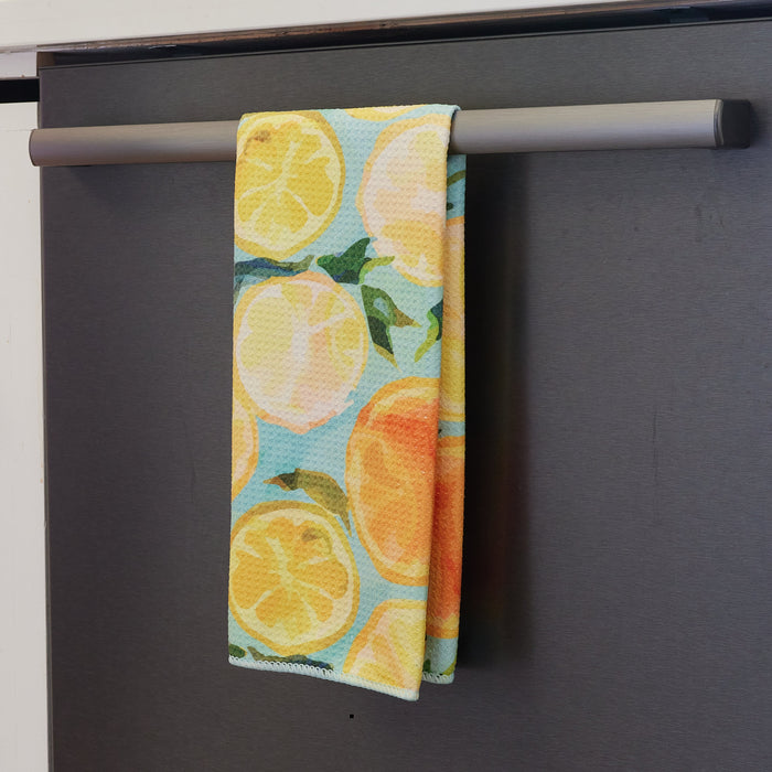 LEMON SLICES blu Kitchen Tea Towel