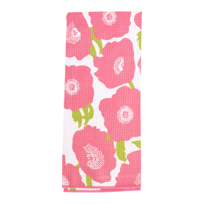 PINK POPPIES blu Kitchen Tea Towel