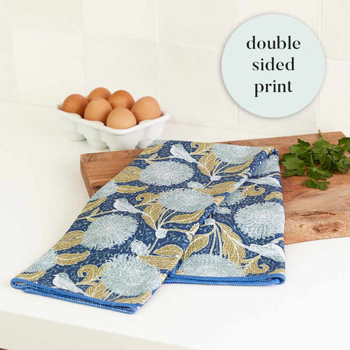 CHRYSANTHEMUM blu Kitchen Tea Towel