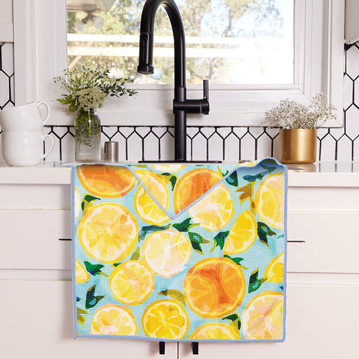 Lemon Slices blu Kitchen Tea Towel