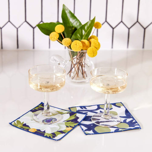 ANEMONE POPPY Reversible Eco Cocktail Napkins, set of 8