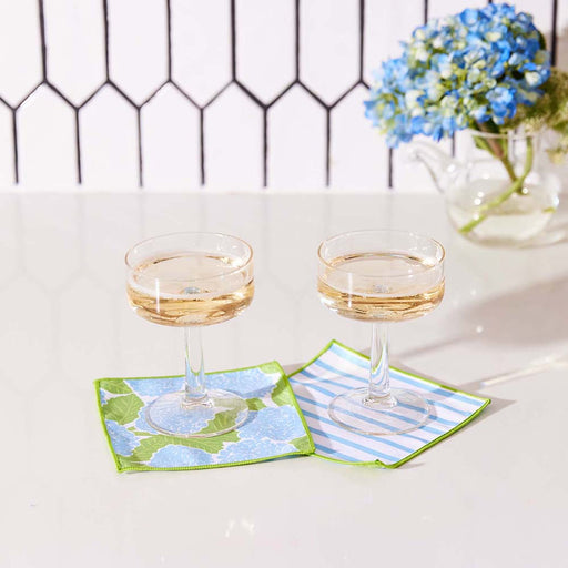 BLUE HYDRANGEA Reversible Eco Cocktail Napkins, set of 8