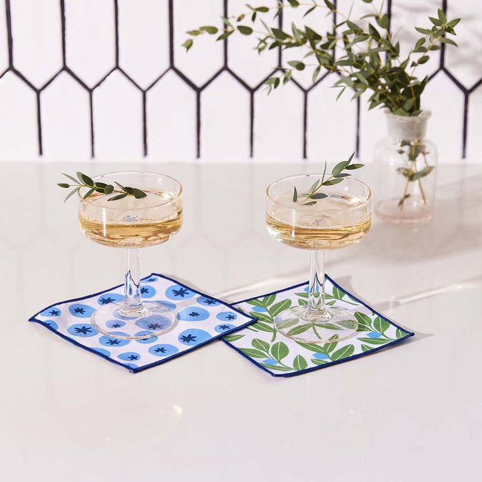 BLUEBERRY MEDLEY Reversible Eco Cocktail Napkins, set of 8