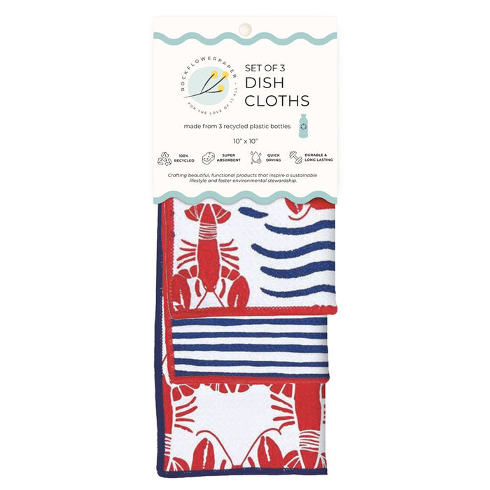 Lobster Waves Eco Dish Cloth (Set of 3)