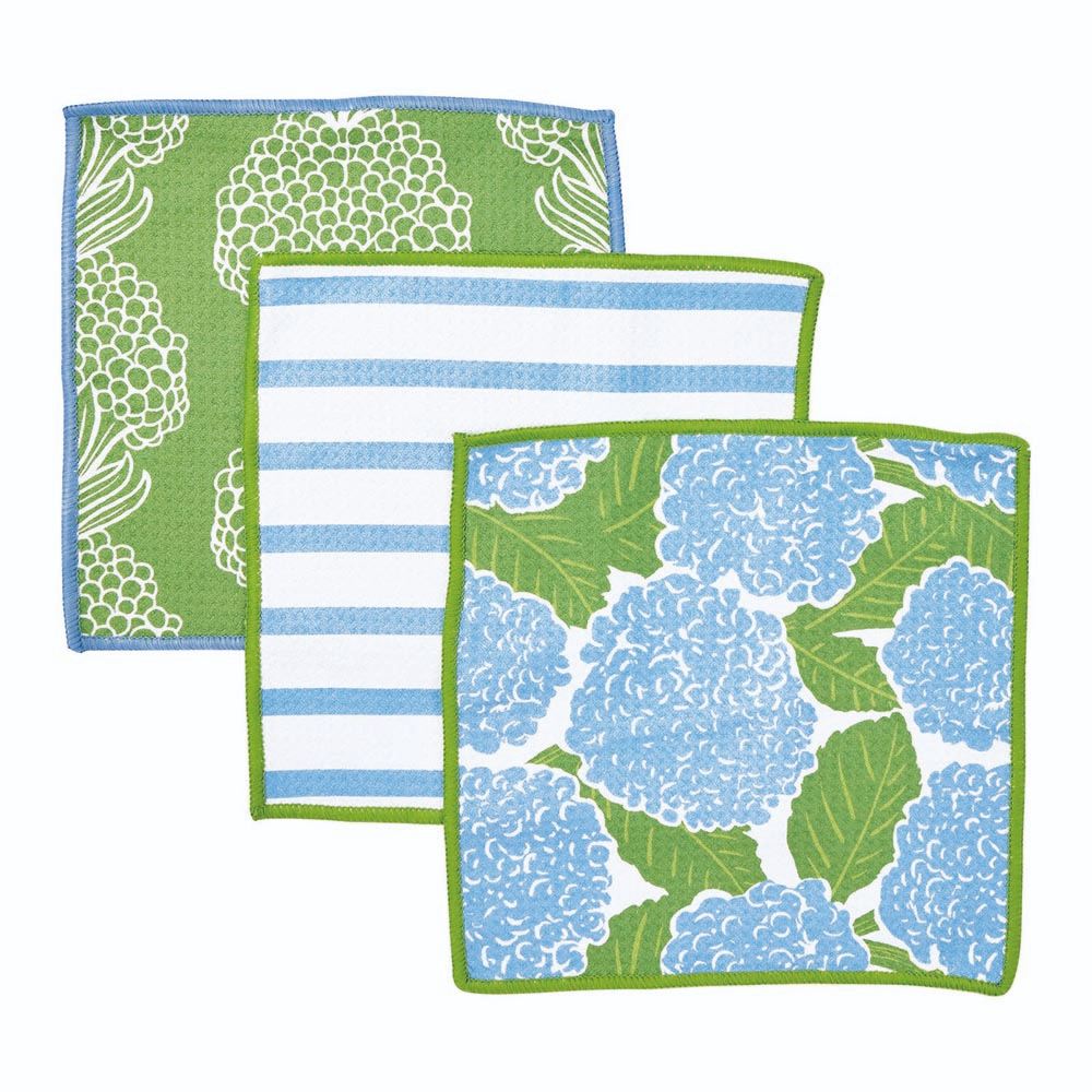 BLUE HYDRANGEA Dish Cloths, Set of 3 (Available: 03/28/2025)