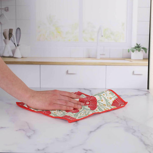 Camellia Bouquet blu Dish Cloth, Set of 3