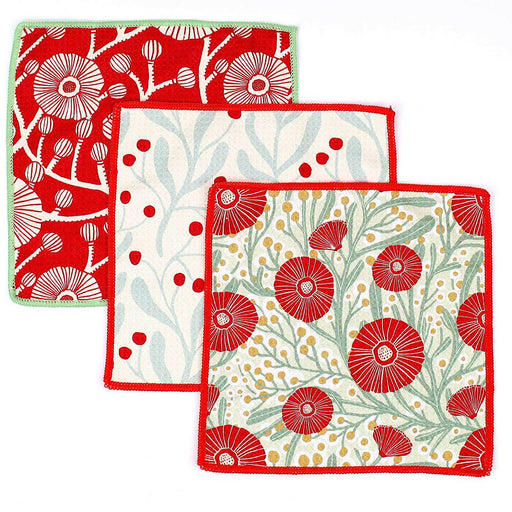 Camellia Bouquet blu Dish Cloth, Set of 3