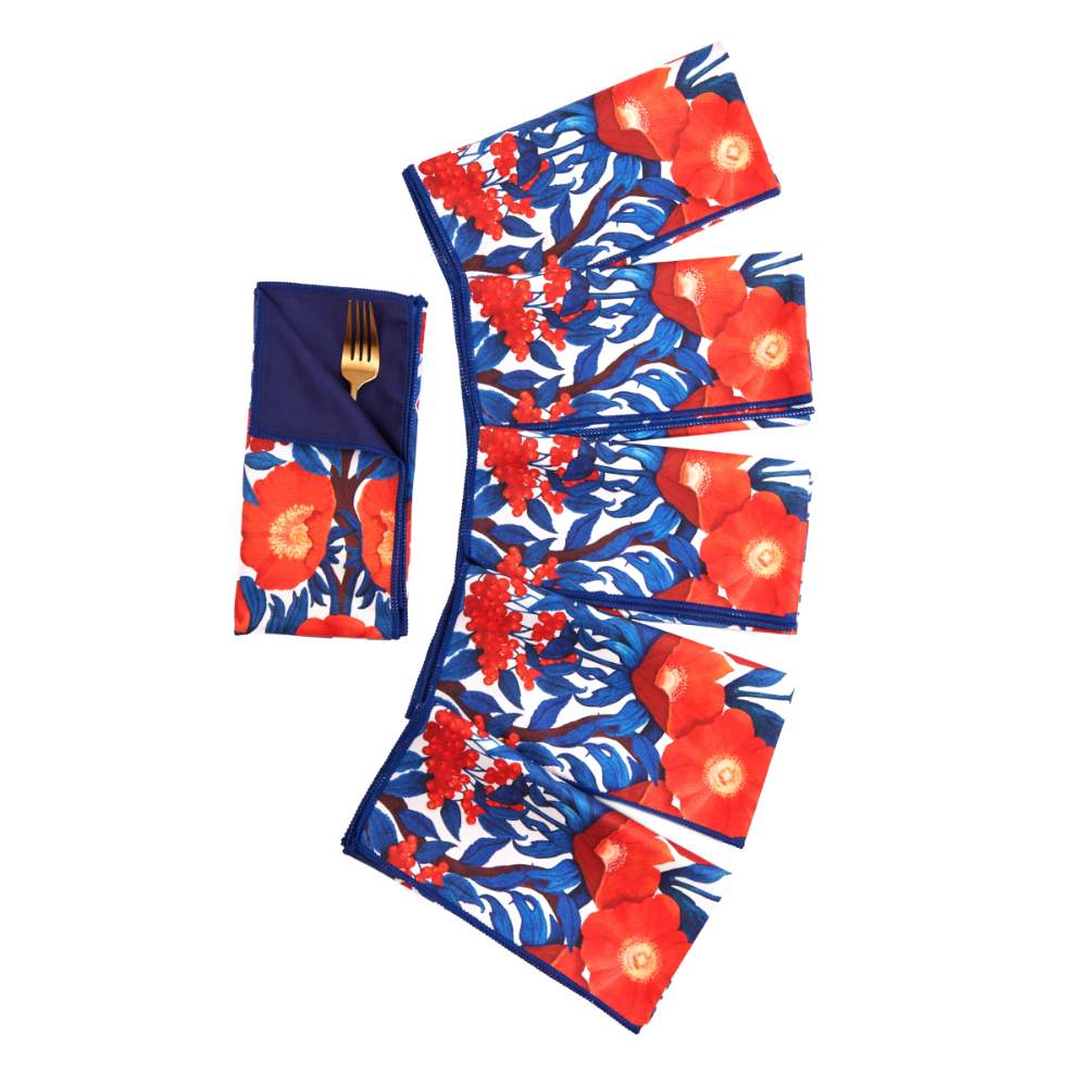 ICELANDIC POPPIES blu Dinner Napkin