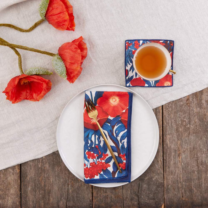 ICELANDIC POPPIES blu Dinner Napkin (Available: 05/15/2025)