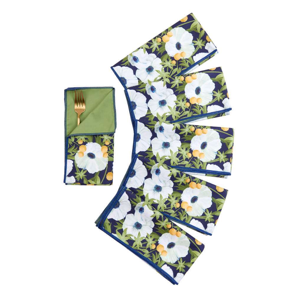 ANEMONE POPPY blu Dinner Napkin