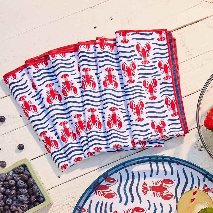 LOBSTER WAVES blu Dinner Napkin (Available: 01/17/2025)