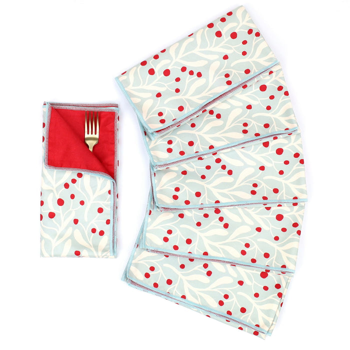 Scarlet Mistletoe Eco Dinner Napkin (Set of 6)