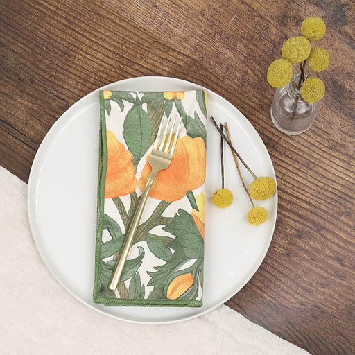 Icelandic Poppies Gold blu Dinner Napkin Set of 6