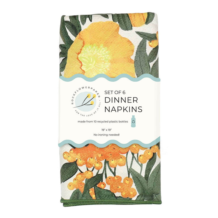 Icelandic Poppies Gold Eco Dinner Napkins (Set of 6)