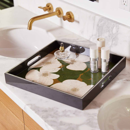 WHITE DOGWOOD 15 Inch Square Tray