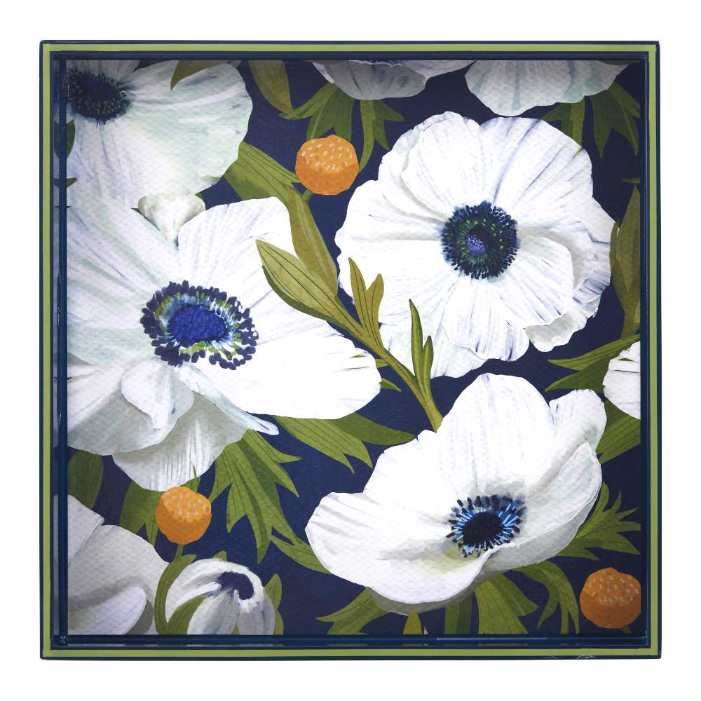 ANEMONE POPPY 15 Inch Square Tray