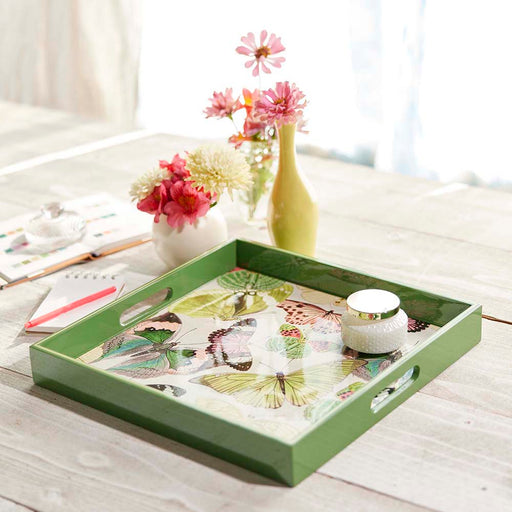 BUTTERFLIES 15 Inch Square Tray