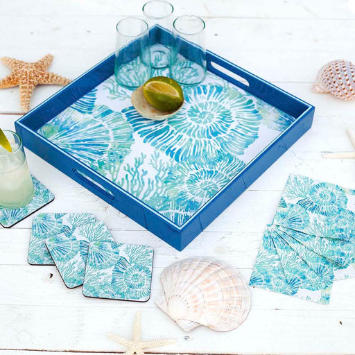 NAUTILUS SHELLS 15 Inch Square Tray (Available: 02/05/2025)