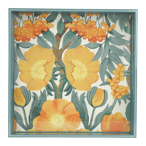 Icelandic Poppies Gold 15 Inch Square Tray