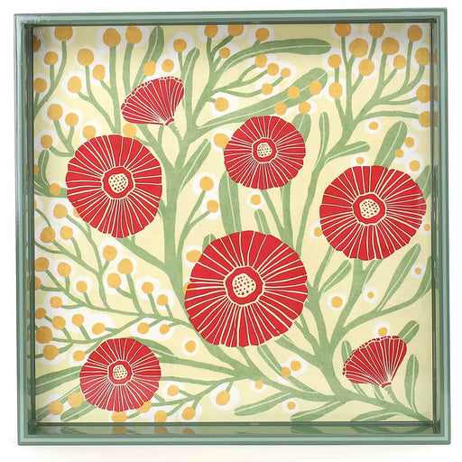 Camellia Bouquet 15 Inch Square Tray