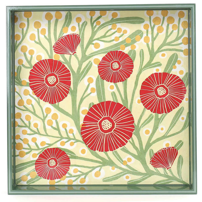 Camellia Bouquet 15 Inch Square Tray