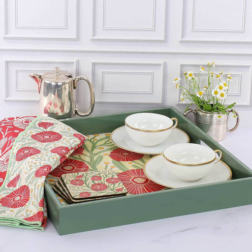 Camellia Bouquet 15 Inch Square Tray