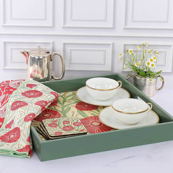 Camellia Bouquet 15 Inch Square Tray