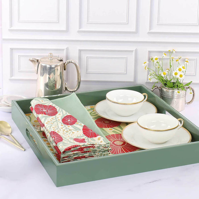 Camellia Bouquet 15 Inch Square Tray