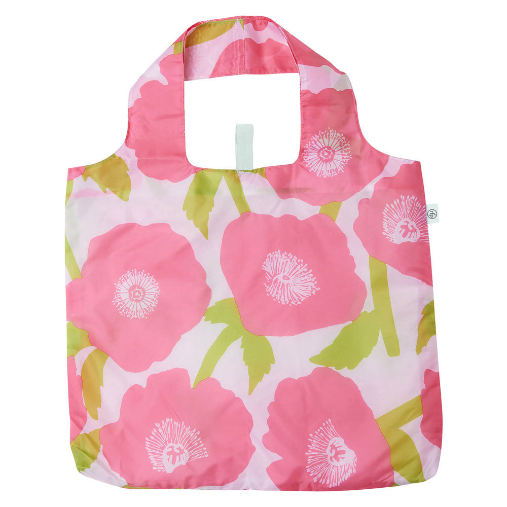 Poppies Pink blu Reusable Shopping Bag
