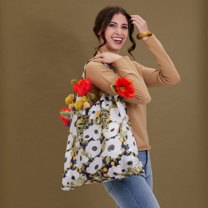 ANEMONE POPPY blu Bag Reusable Shopper Tote