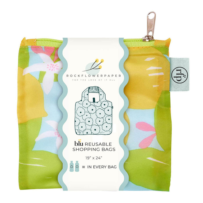 Lemon Blossoms blu Reusable Shopping Bag