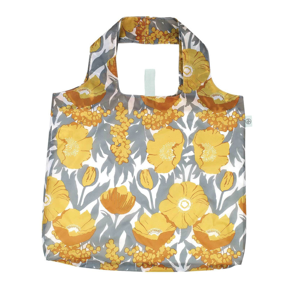 Icelandic Poppies Gold blu Reusable Shopping Bag