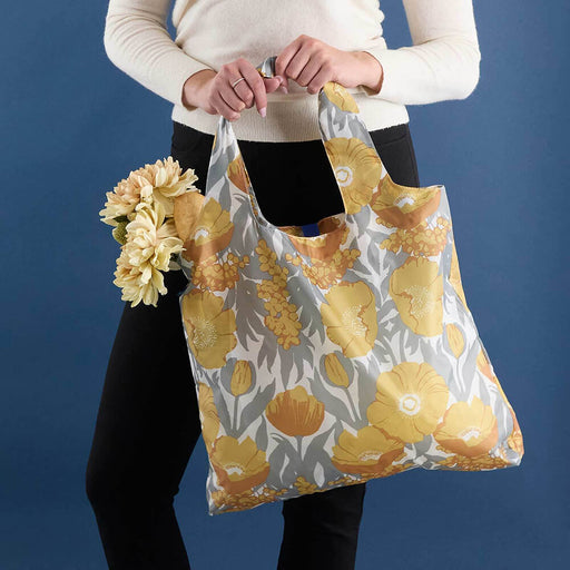 Icelandic Poppies Gold blu Bag Reusable Shopper Tote