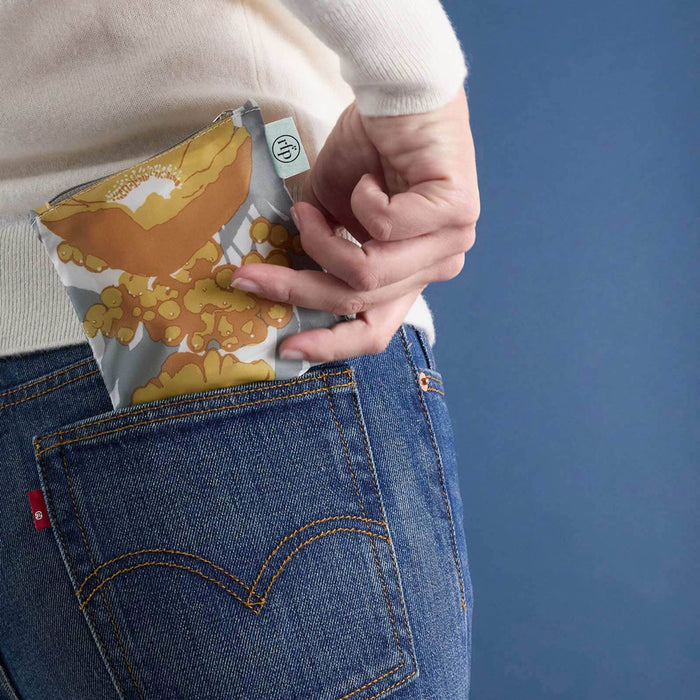 Icelandic Poppies Gold blu Reusable Shopping Bag